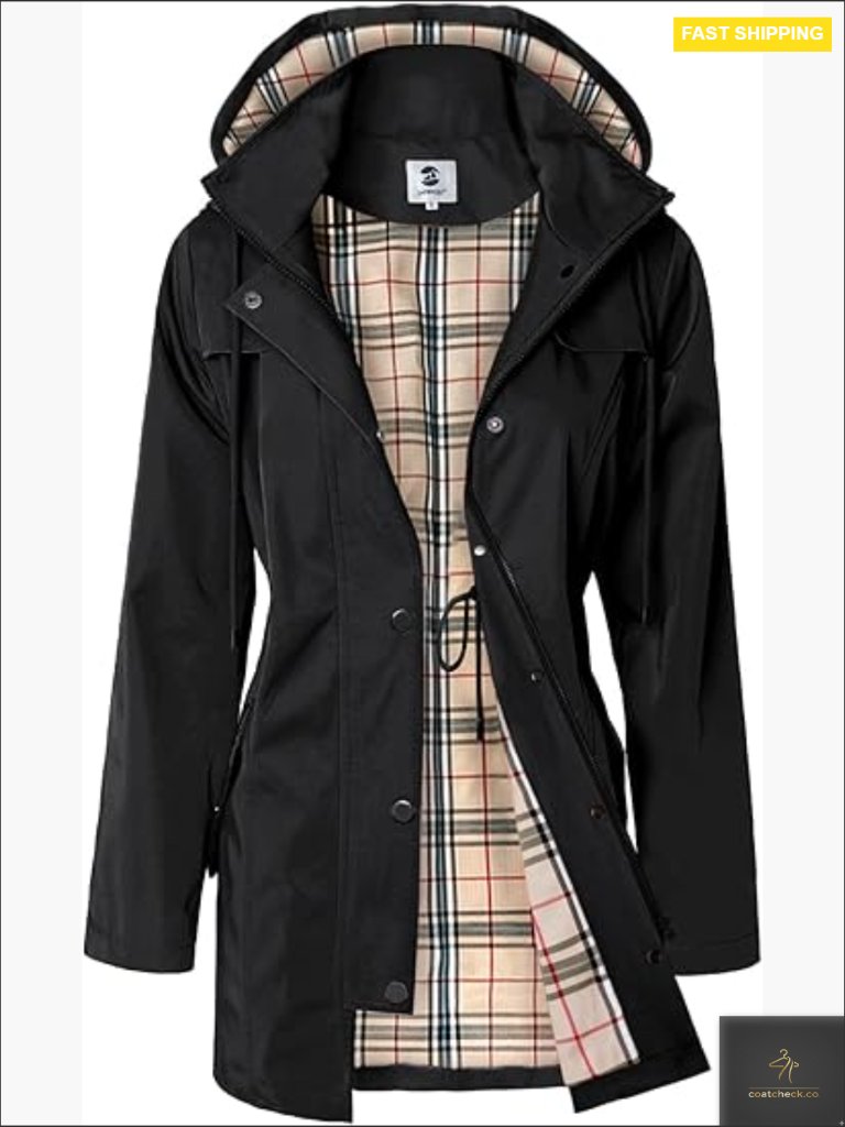 Long Hooded Rain Jacket Waterproof Outdoor Windbreaker Lightweight Travel